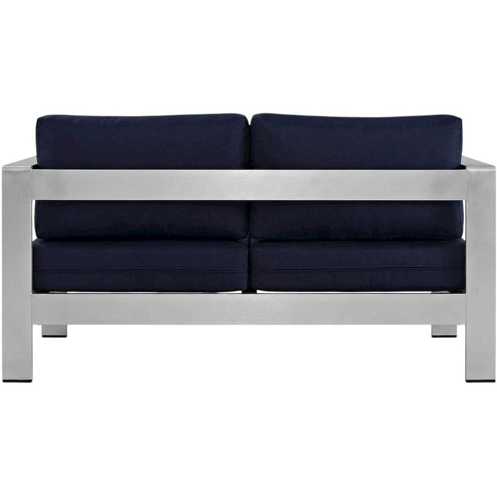 Outdoor Sectional Loveseat With Armrest, Aluminum Frame For Patio Lounging. Picture 4