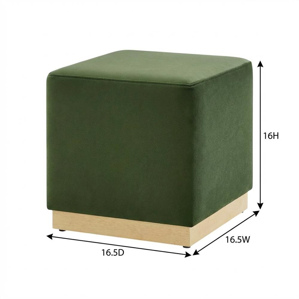 Performance Velvet Upholstered Ottoman With Square Design And Compact Size. Picture 7