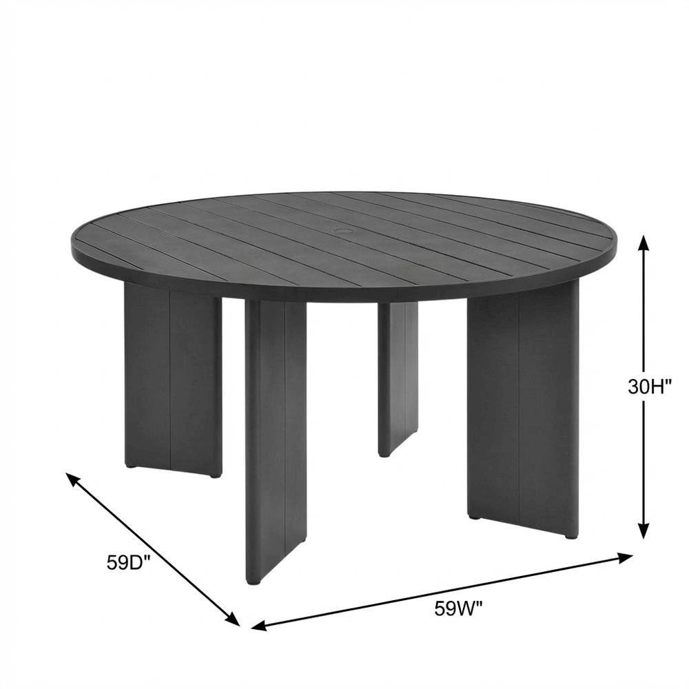 Round Aluminum Outdoor Dining Table With Sturdy Base For Patio Use. Picture 7