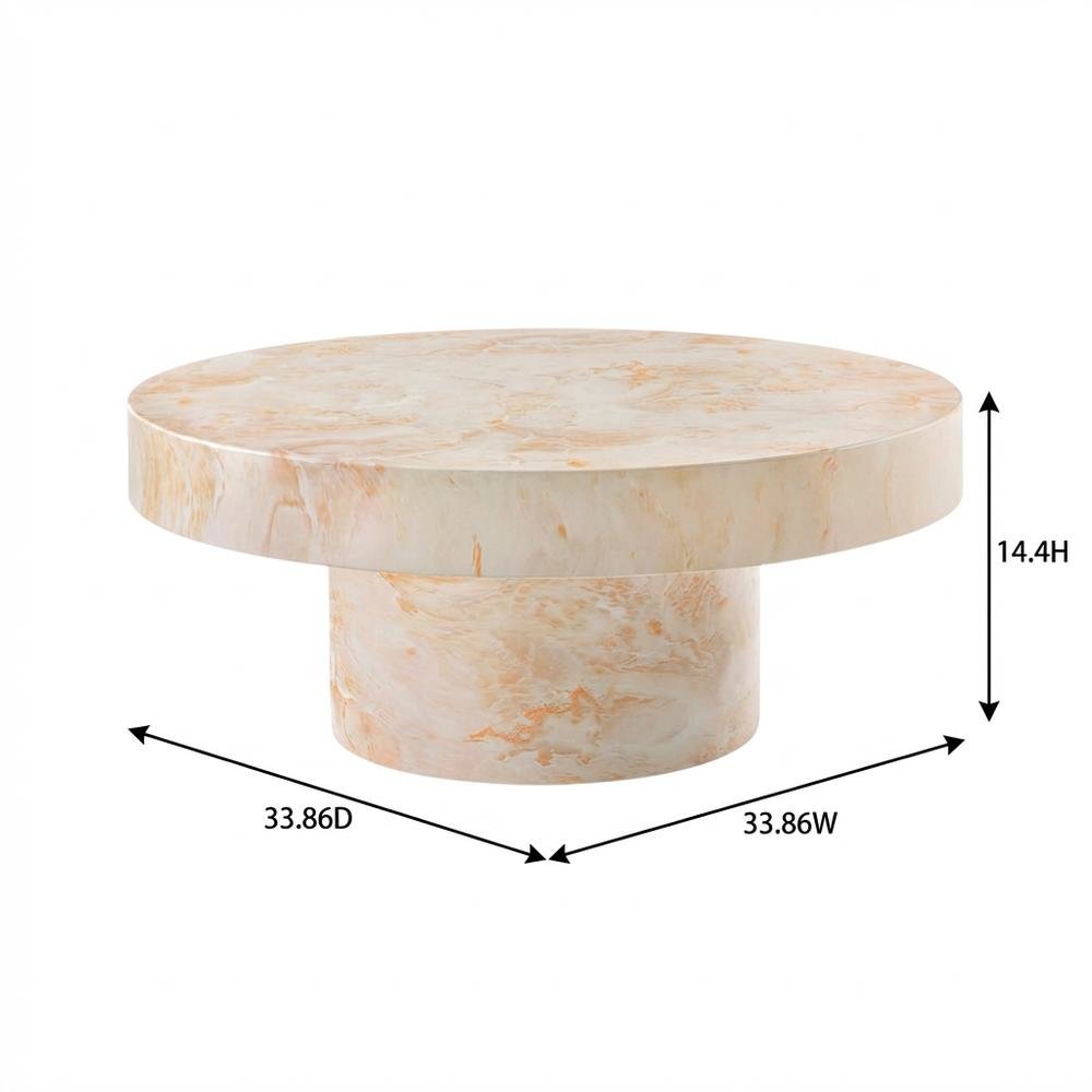 Round Concrete Outdoor Coffee Table With Weather-Resistant Design. Picture 7