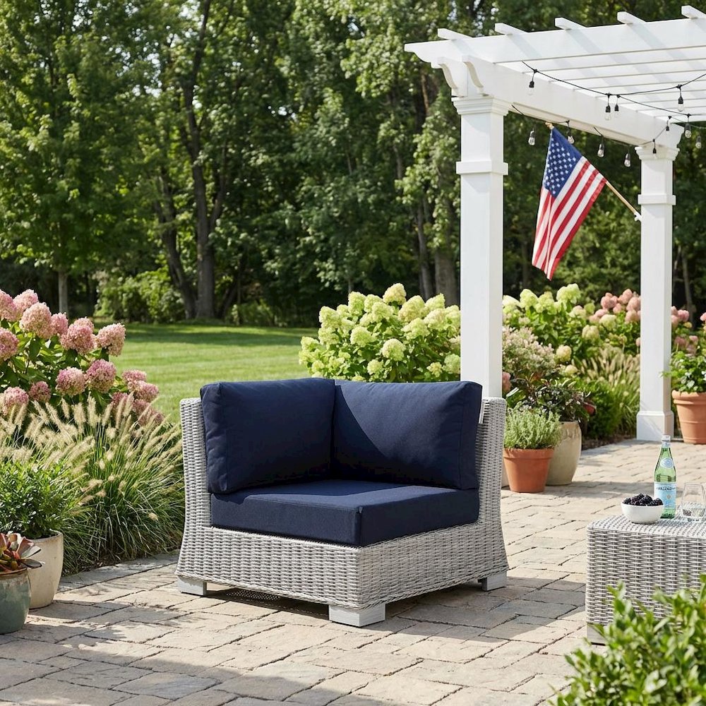 Outdoor Patio Wicker Rattan Corner Chair In Stylish Design For Lounge Seating. Picture 3