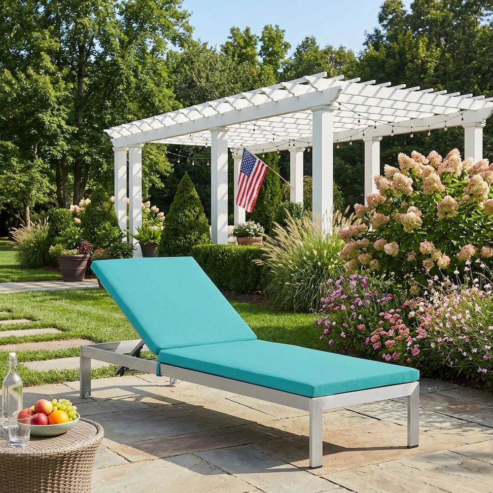 Aluminum Outdoor Patio Chaise Lounge With Cushions For Relaxation. Picture 3