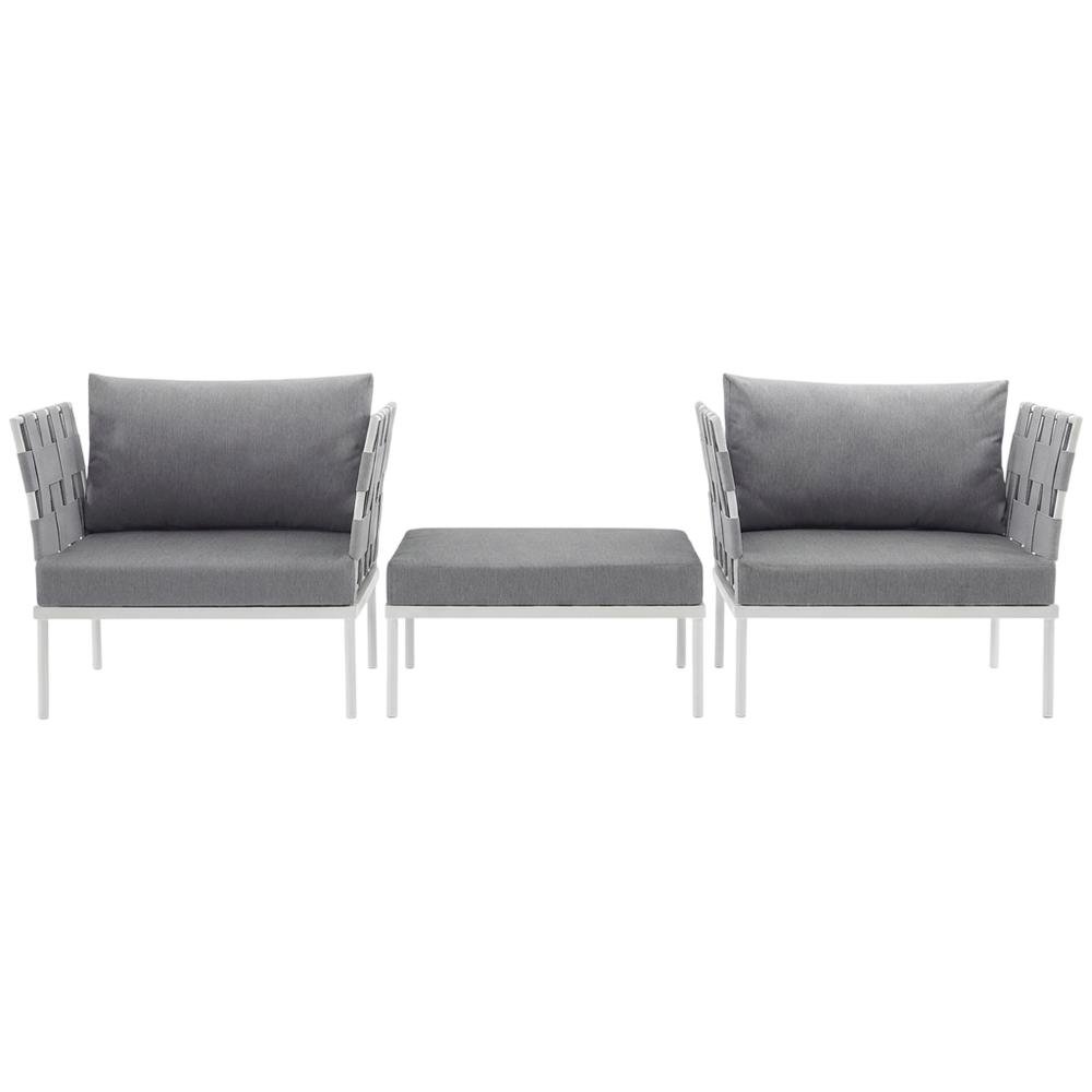 Outdoor Patio Aluminum Sectional Sofa Set Includes 3-Piece Lounge Furniture. Picture 4