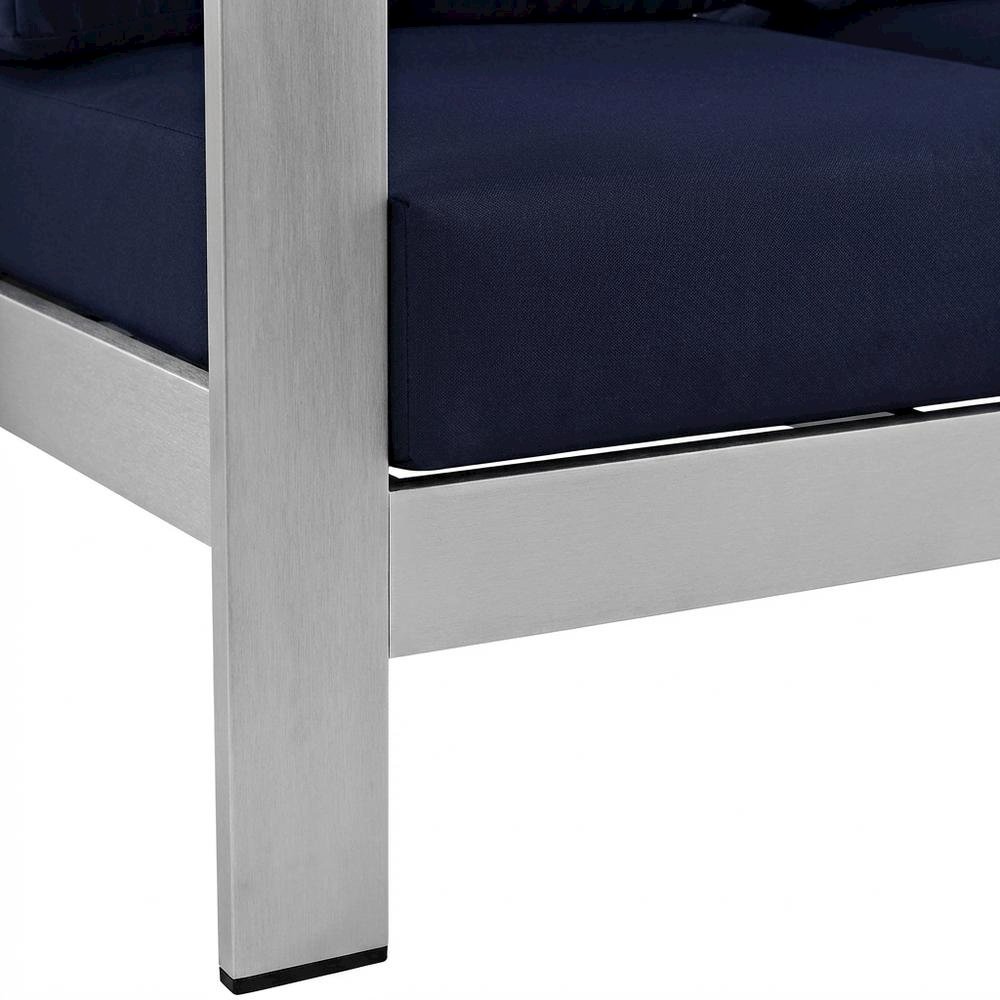Outdoor Left-Arm Corner Sectional Loveseat - Aluminum Frame, Cushioned Seating. Picture 6
