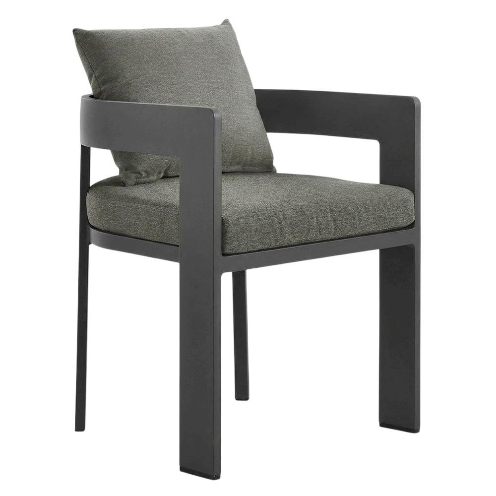 Aluminum Outdoor Patio Dining Chair With Cushioned Seat And Stylish Design. Picture 1