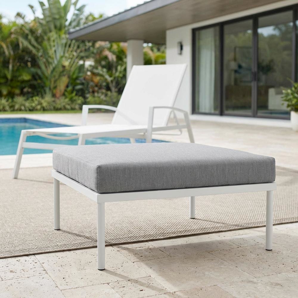Aluminum Outdoor Patio Ottoman With Cushioned Top And Stylish Design. Picture 3