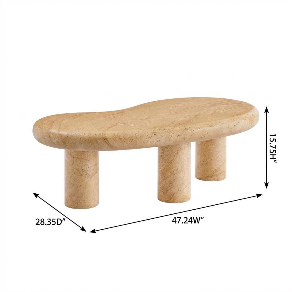 Textured Faux Indoor-Outdoor Coffee Table With Durable Finish. Picture 7