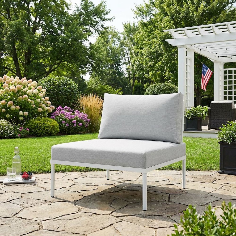 Outdoor Patio Aluminum Armless Lounge Chair With Sturdy Frame And Modern Design. Picture 3