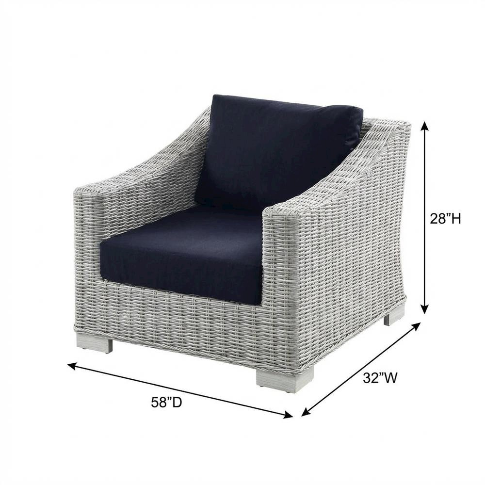 Conway Outdoor Patio Wicker Rattan 2-Piece Armchair and Ottoman Set. Picture 4