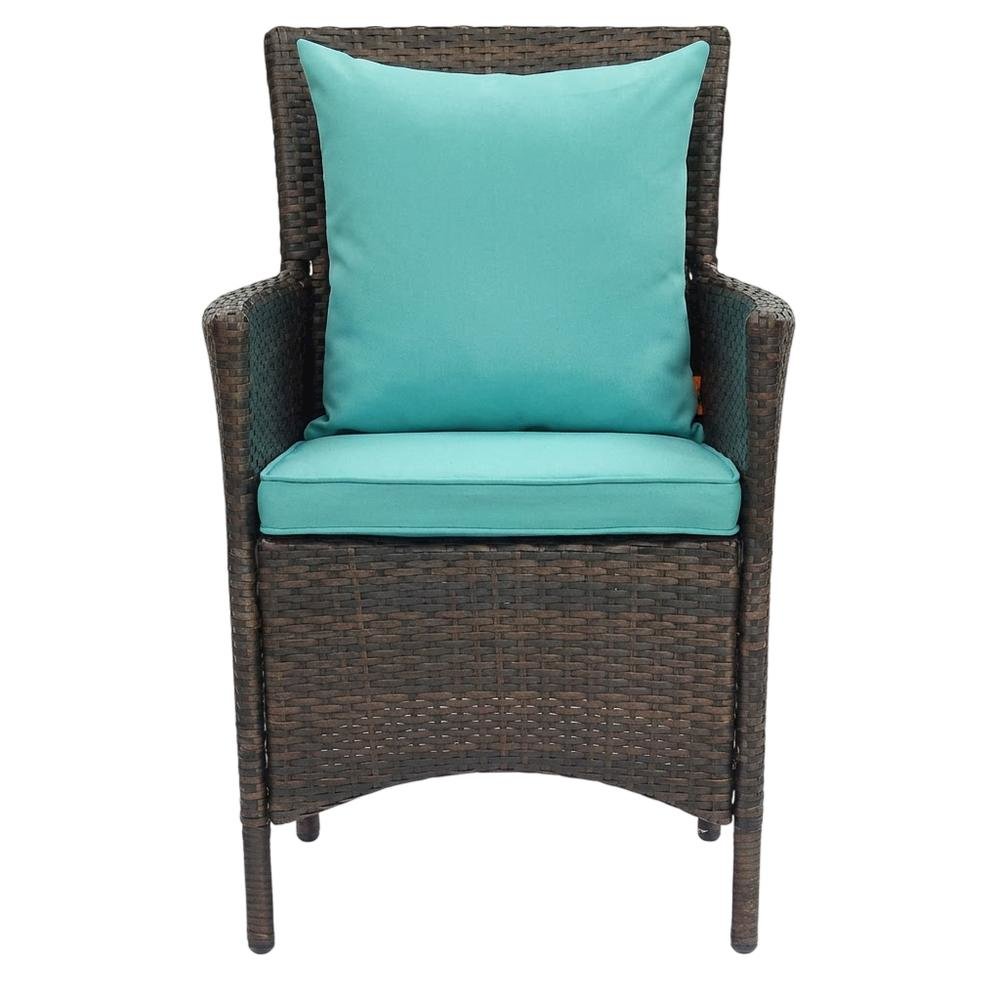 Set Of 2 Outdoor Wicker Dining Armchairs With Comfortable Armrests. Picture 4