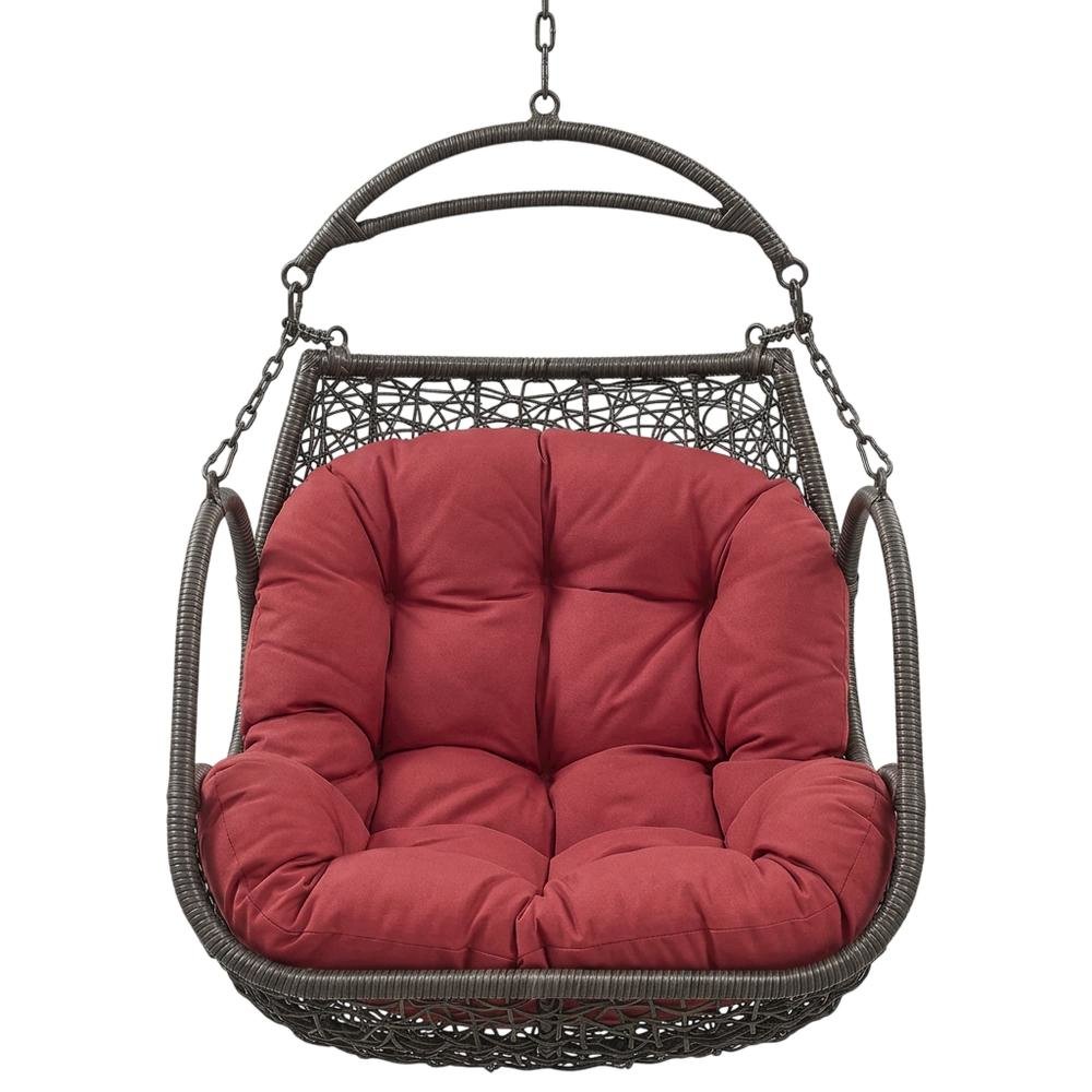 Outdoor Patio Swing Chair Without Stand In Gray With Cushions. Picture 4