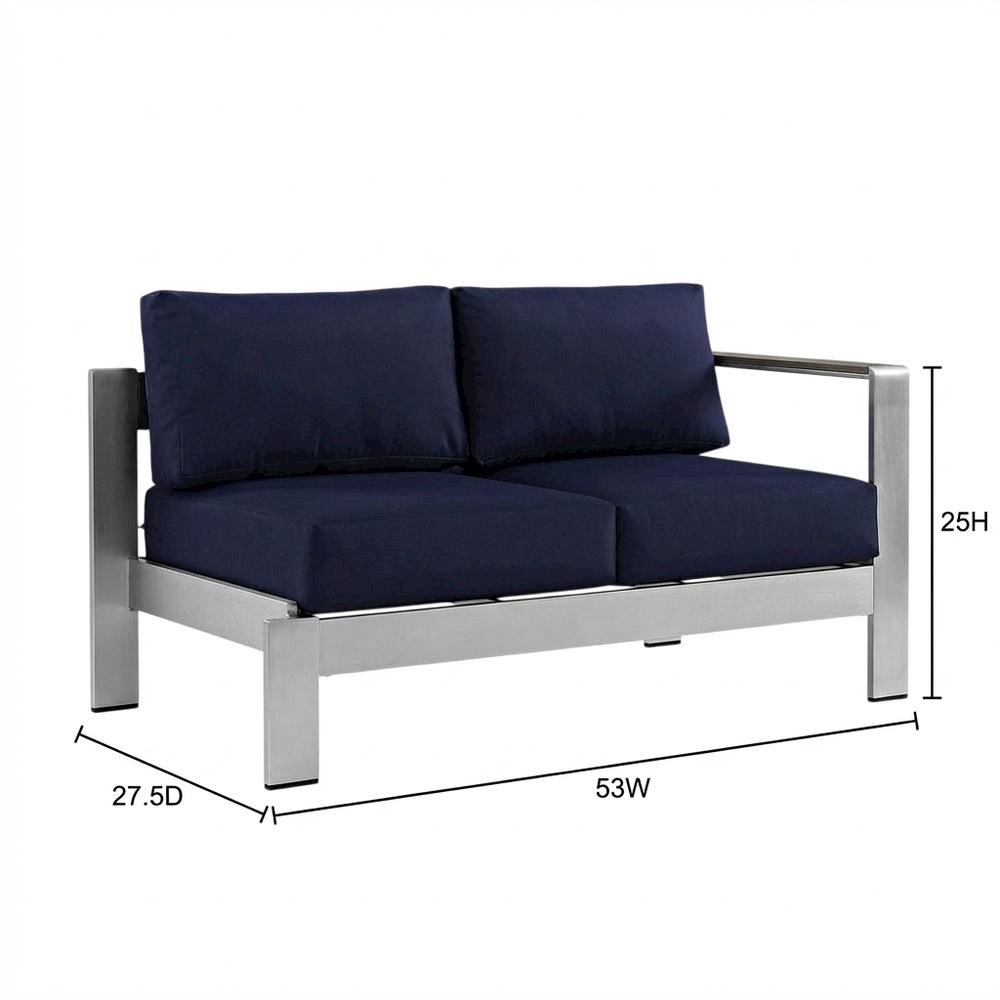 Outdoor Left-Arm Corner Sectional Loveseat - Aluminum Frame, Cushioned Seating. Picture 7
