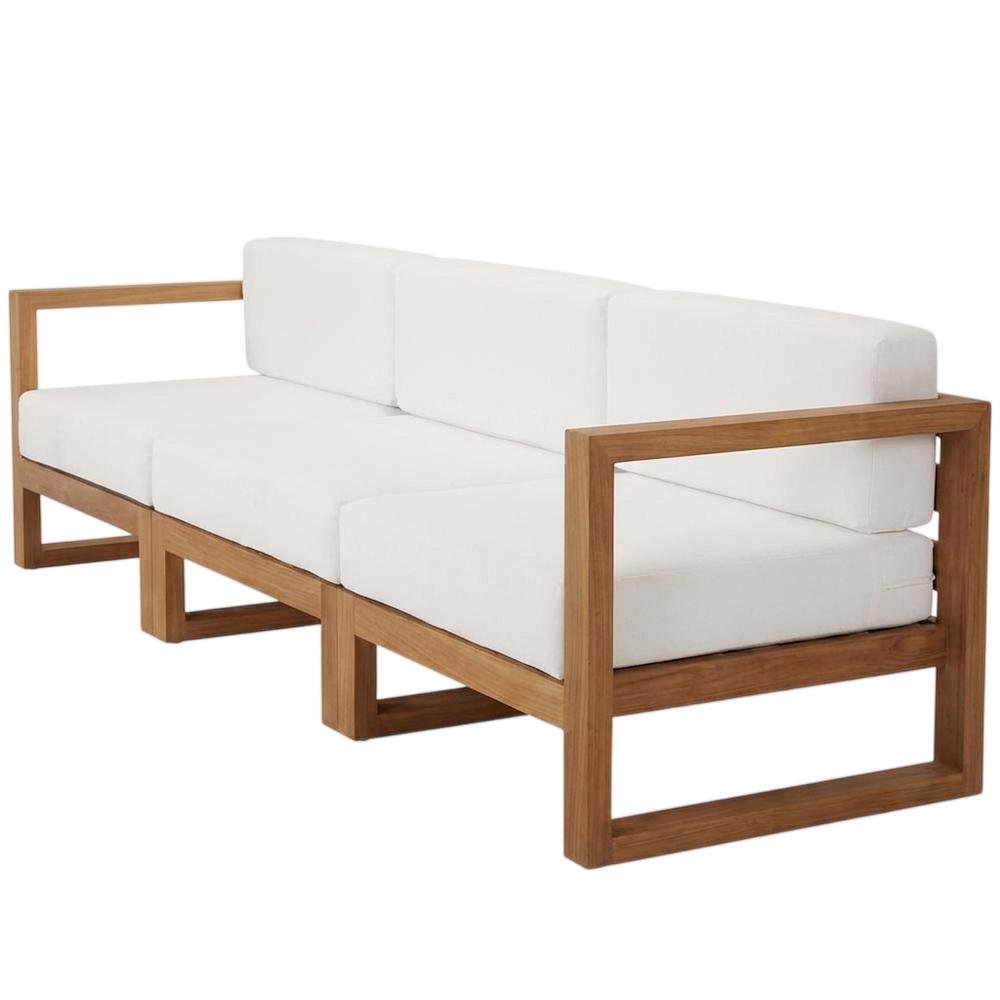 Outdoor Patio Teak Wood Sectional Sofa Set in Finish for Garden and Porch. Picture 1