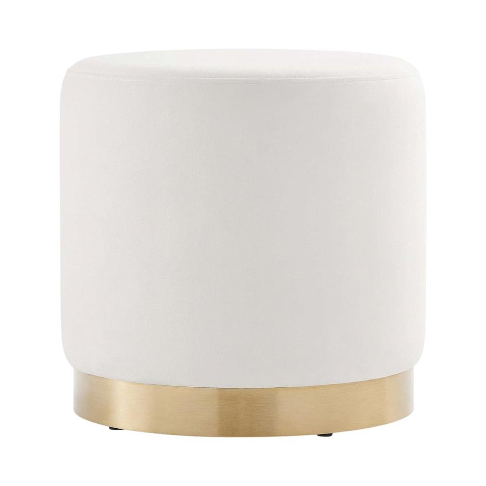 Round Performance Velvet Ottoman With Versatile Use For Living Spaces. Picture 4