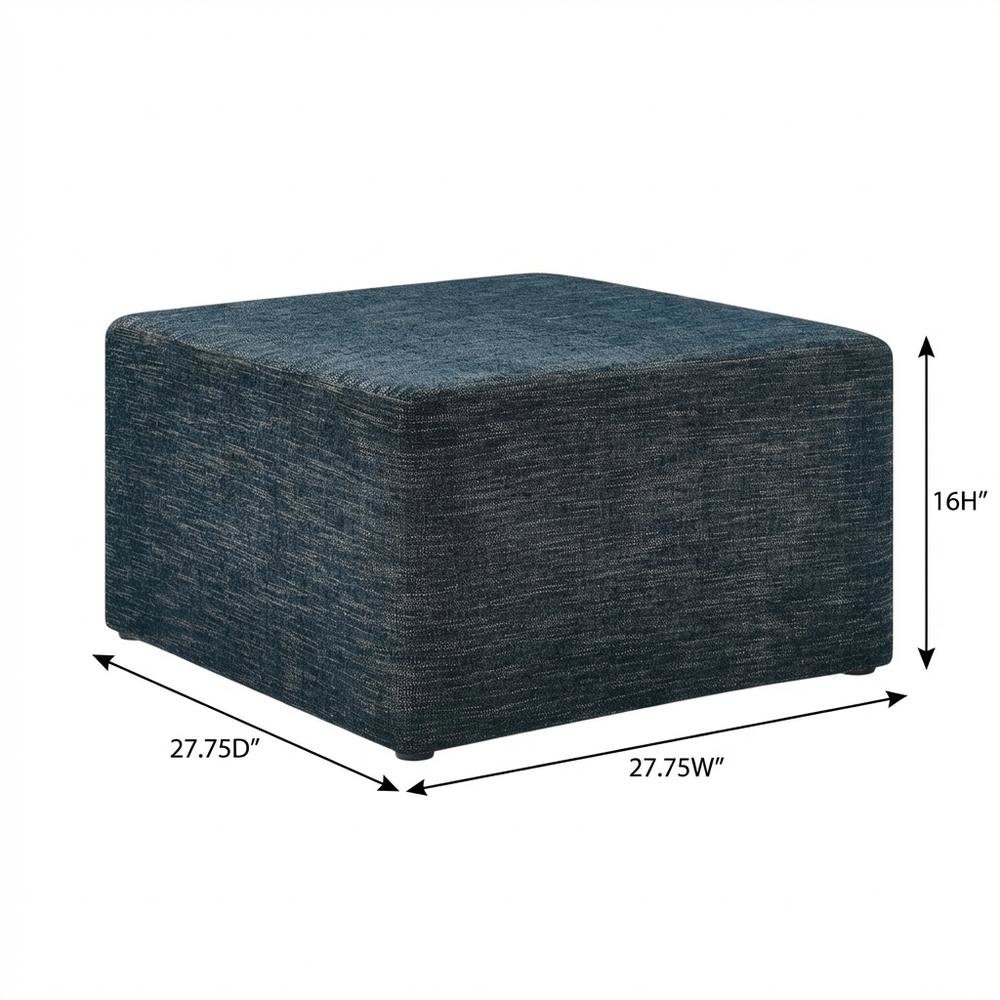 Square Woven Heathered Fabric Ottoman with Cushioned Top for Outdoor Lounge. Picture 7