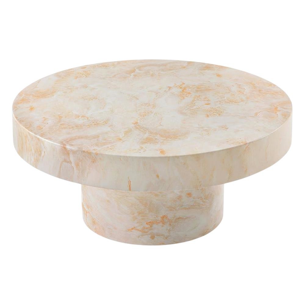 Round Concrete Outdoor Coffee Table With Weather-Resistant Design. Picture 1