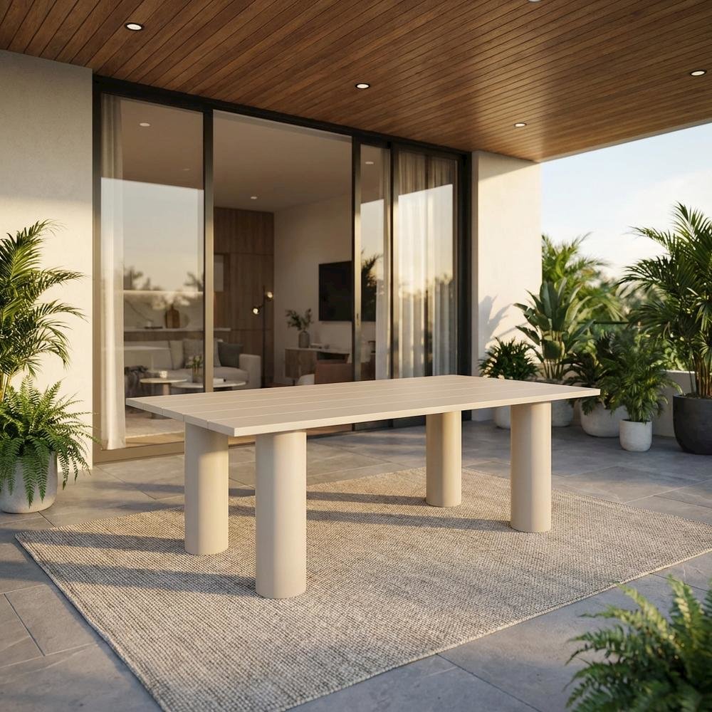 Outdoor Patio 87" Rectangular Aluminum Dining Table With Durable Frame. Picture 2