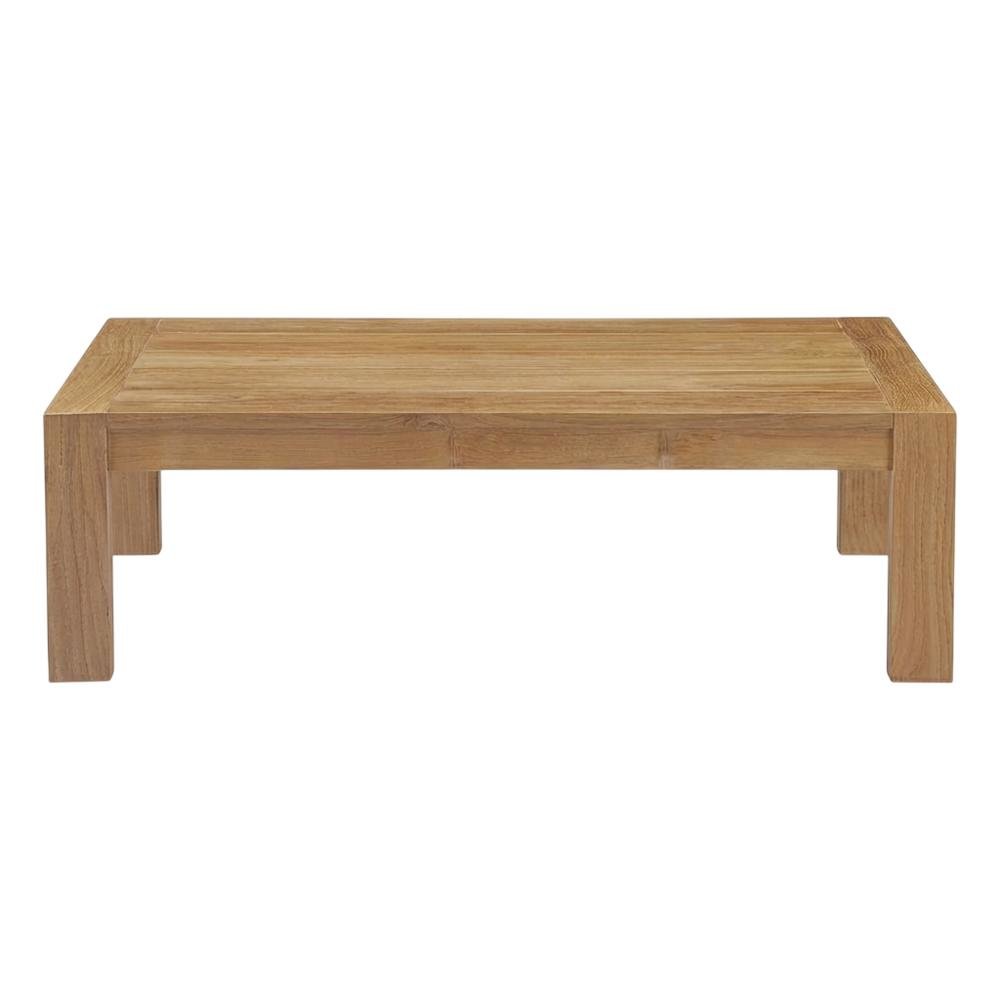 Outdoor patio wood coffee table with sturdy design and classic finish. Picture 4