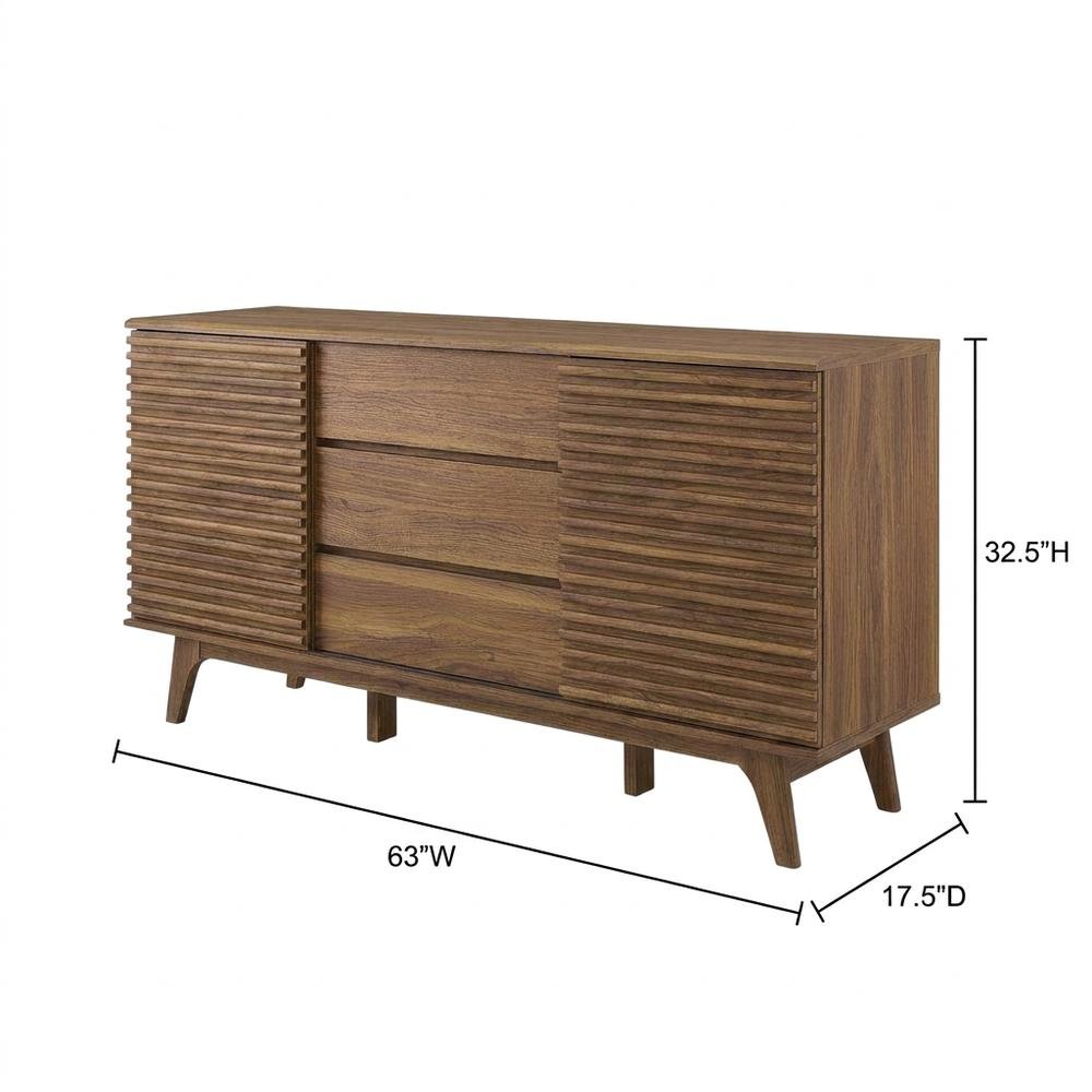 Wooden Sideboard Buffet Cabinet with Storage for Dining Room, Walnut. Picture 4