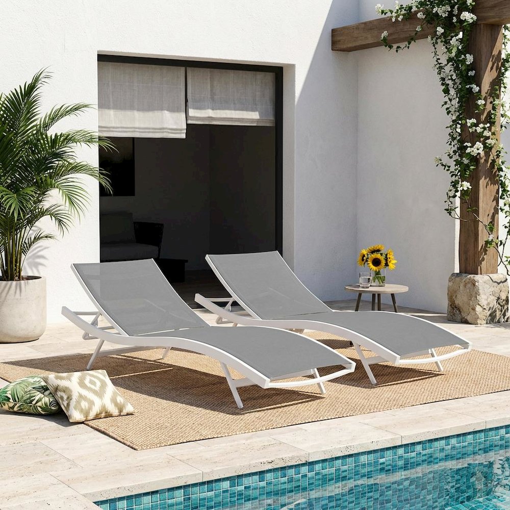Outdoor Patio Chaise Lounge Set Of 2 With Comfortable Design And Durable Frame. Picture 3