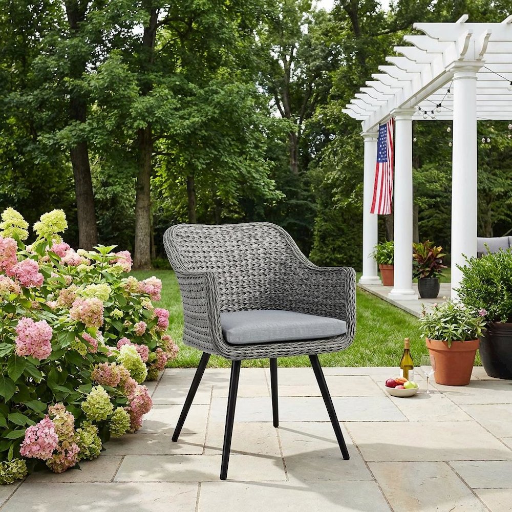 Outdoor Wicker Rattan Dining Armchair With Armrest And Classic Design. Picture 3