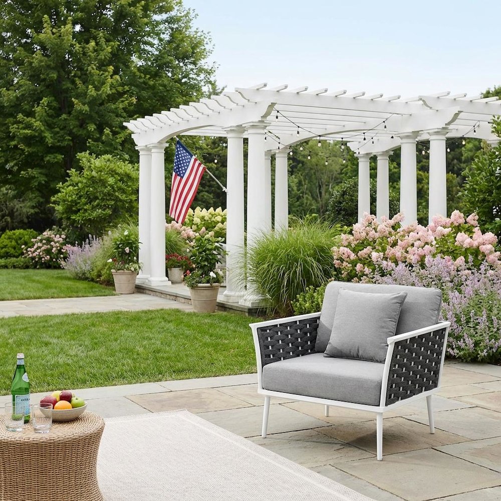 Outdoor Aluminum Lounge Chair With Right-Facing Armrest For Patio Relaxation. Picture 3