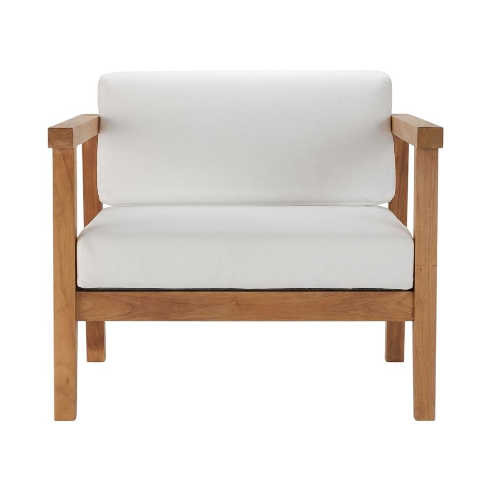 Outdoor Patio Teak Wood Right-Arm Lounge Chair With Comfortable Armrest. Picture 4