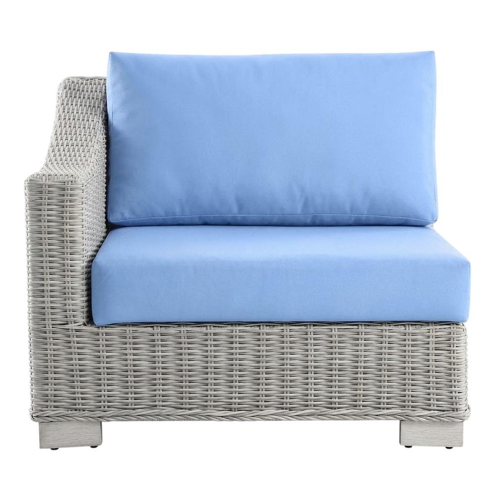 Outdoor Lounge Chair With Wicker Rattan Armrest In Neutral Finish. Picture 4