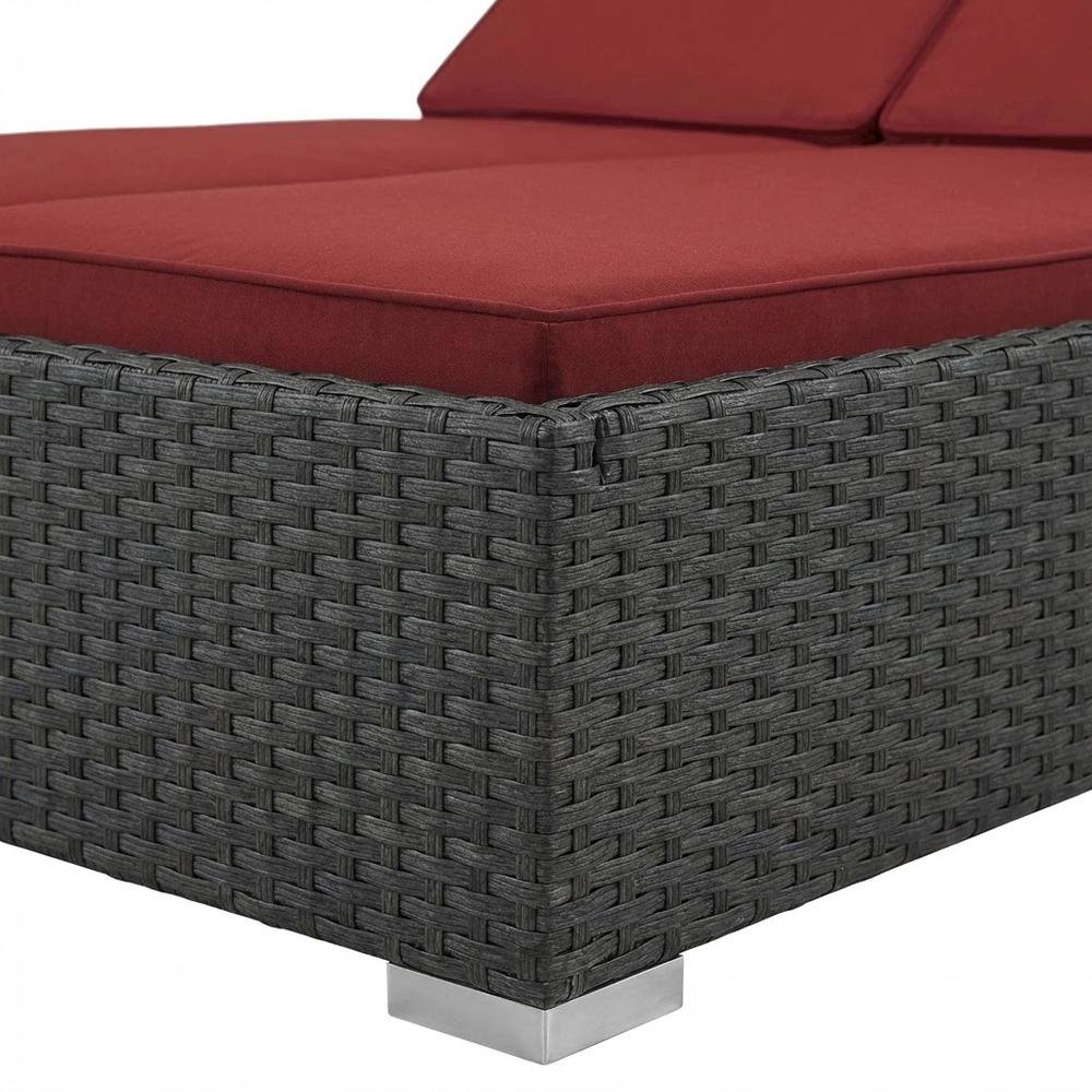 Outdoor Patio Double Chaise With Cushioned Seat And Sturdy Frame. Picture 6