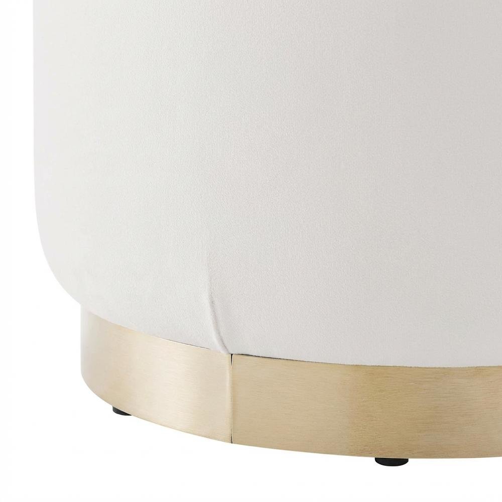 Round Performance Velvet Ottoman With Versatile Use For Living Spaces. Picture 6