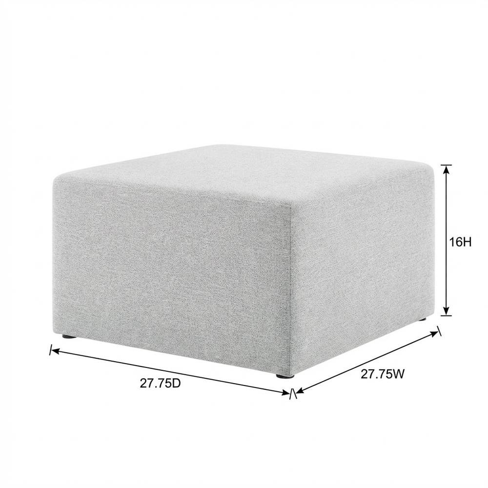 Square woven fabric ottoman with cushioned top, outdoor durable design. Picture 7
