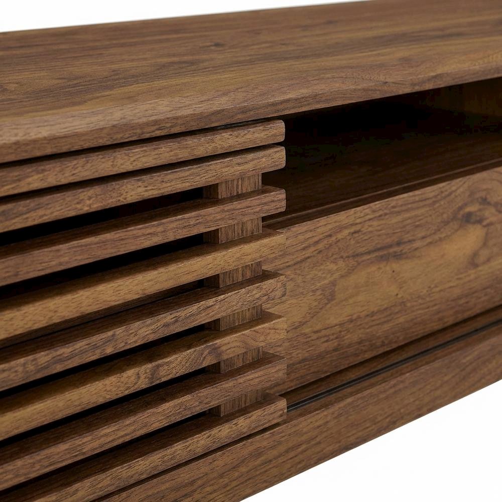 Brown wood TV stand with sleek design and ample storage space. Picture 5