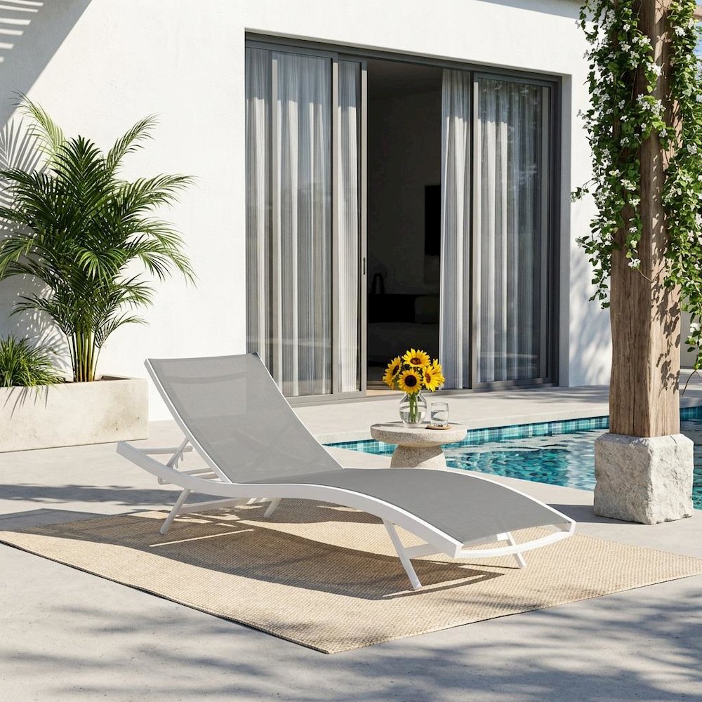 Outdoor Patio Chaise Lounge Chair In Weather-Resistant Design For Outdoor Spaces. Picture 2