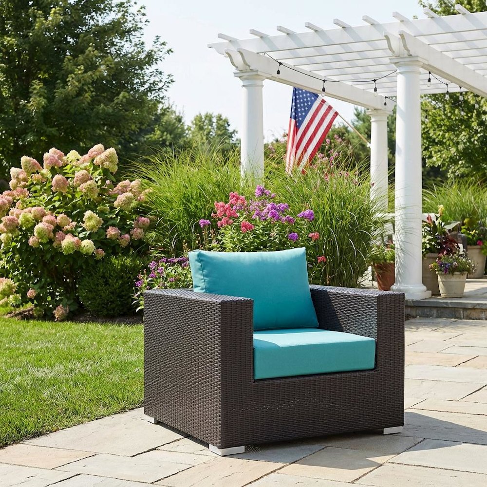Outdoor Patio Armchair With Cushioned Seat And Backrest For Comfort. Picture 3