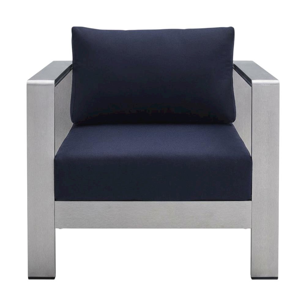 Aluminum Outdoor Patio Armchair With Fabric Cushion And Modern Design. Picture 4