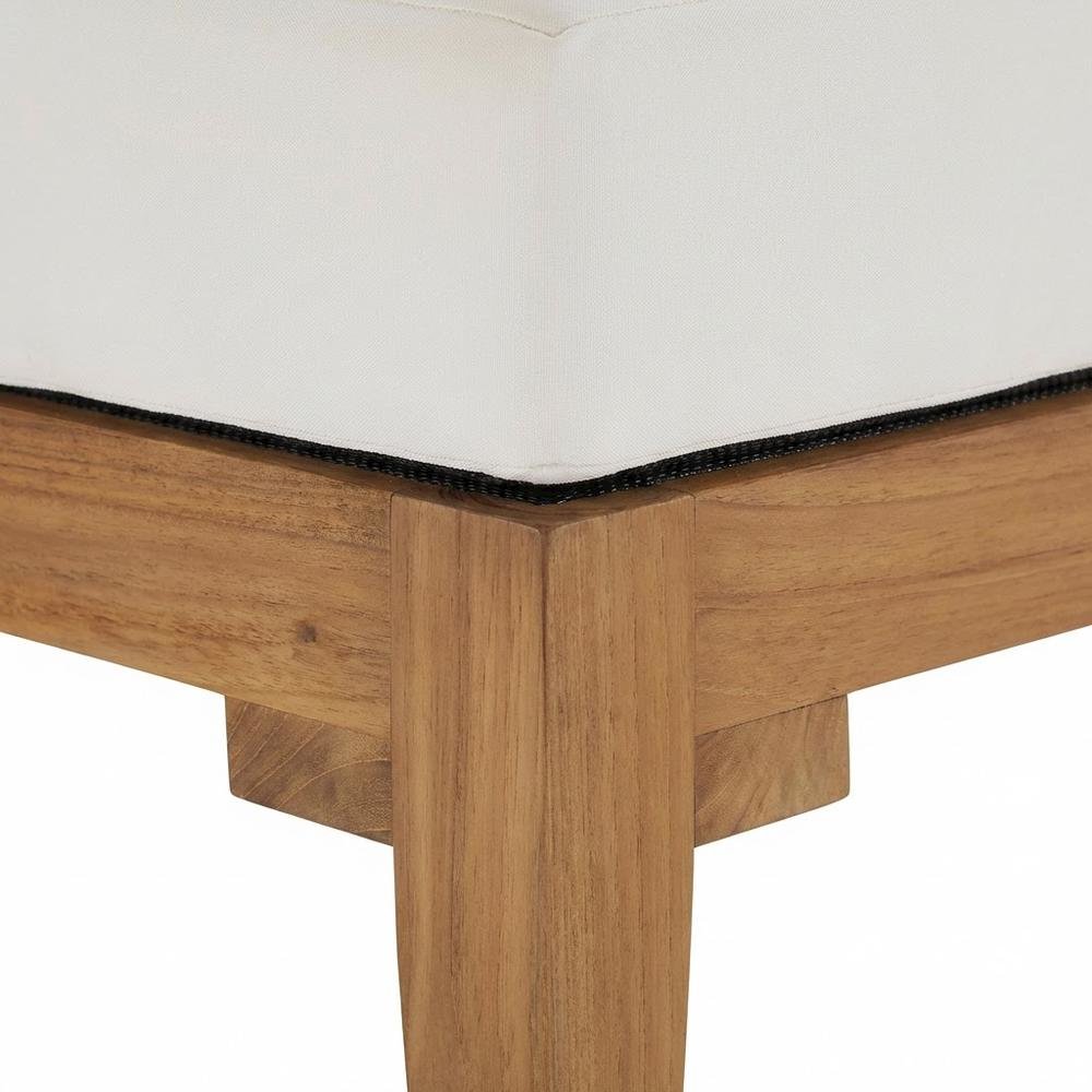 Outdoor Patio Teak Wood Corner Chair With Comfortable Backrest. Picture 6