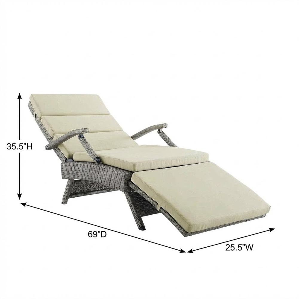 Outdoor Lounge Chair With Wicker Rattan Design And Armrest Support. Picture 7
