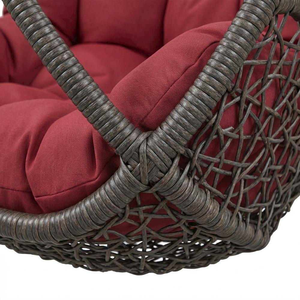 Outdoor Patio Swing Chair Without Stand In Gray With Cushions. Picture 6