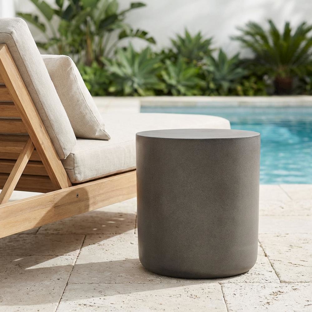Outdoor patio concrete stool with modern design for outdoor use. Picture 3