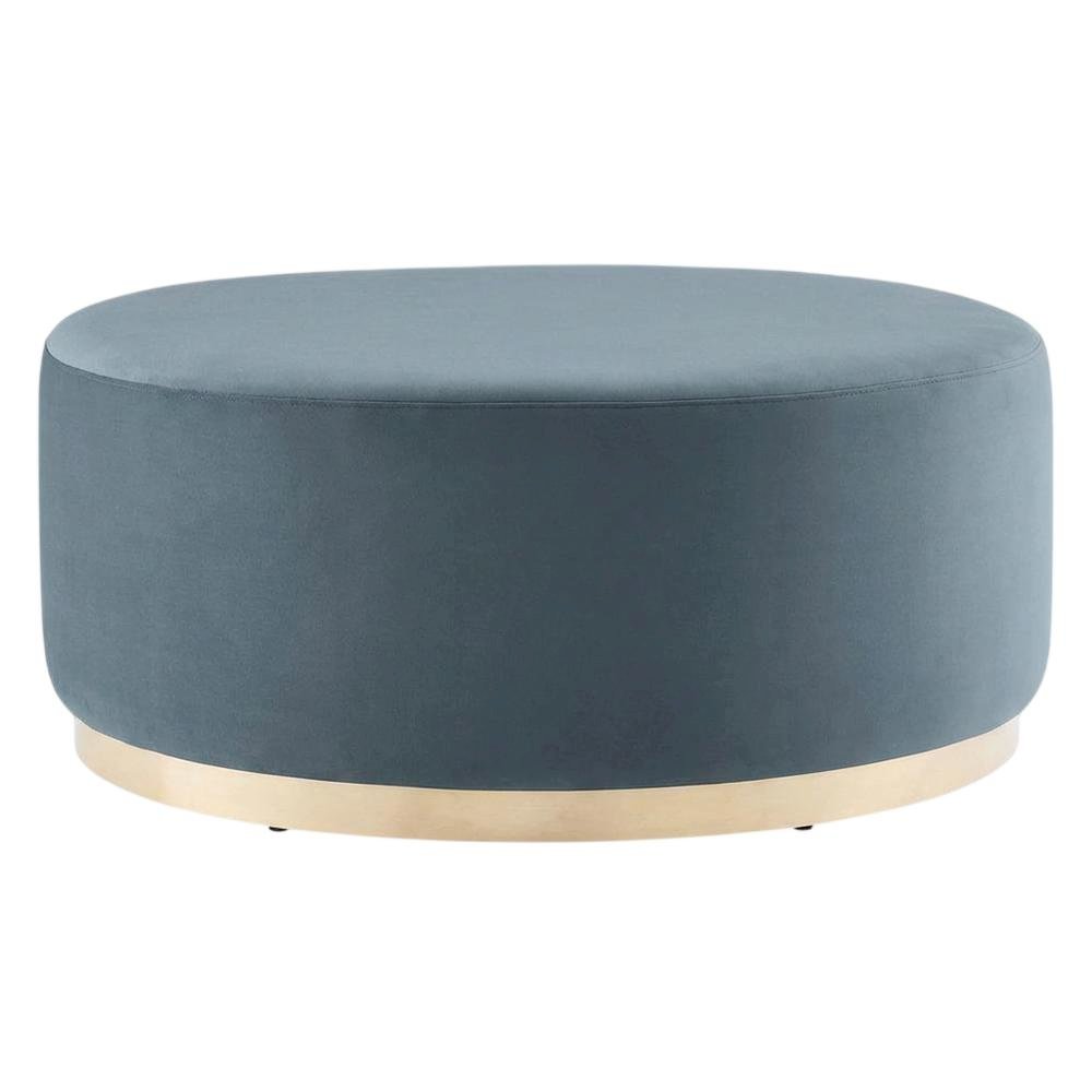 Round Velvet Outdoor Ottoman With Upholstered Top For Lounge Area. Picture 4