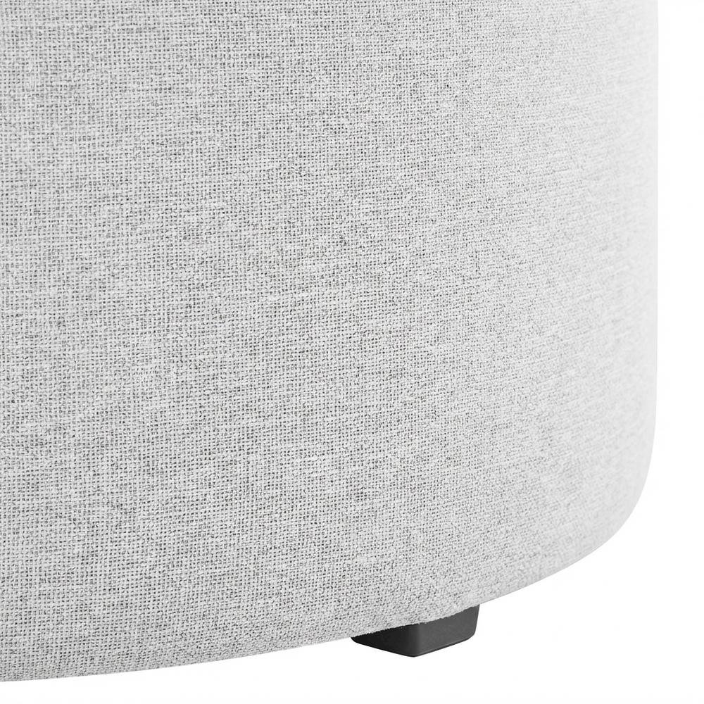 Woven Heathered Fabric Outdoor Ottoman In Neutral Tone For Patio Comfort. Picture 6