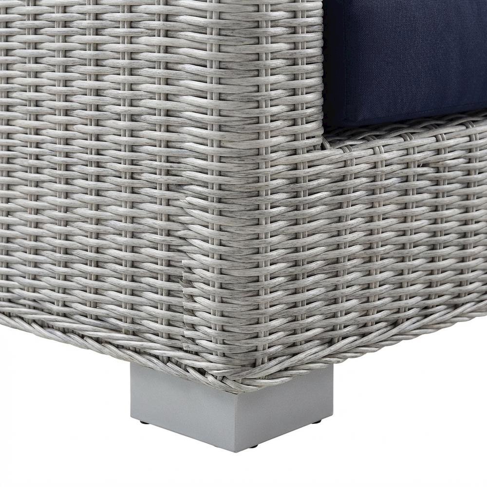 Outdoor Patio Wicker Rattan Sofa with Cushioned Seating and Armrests. Picture 6