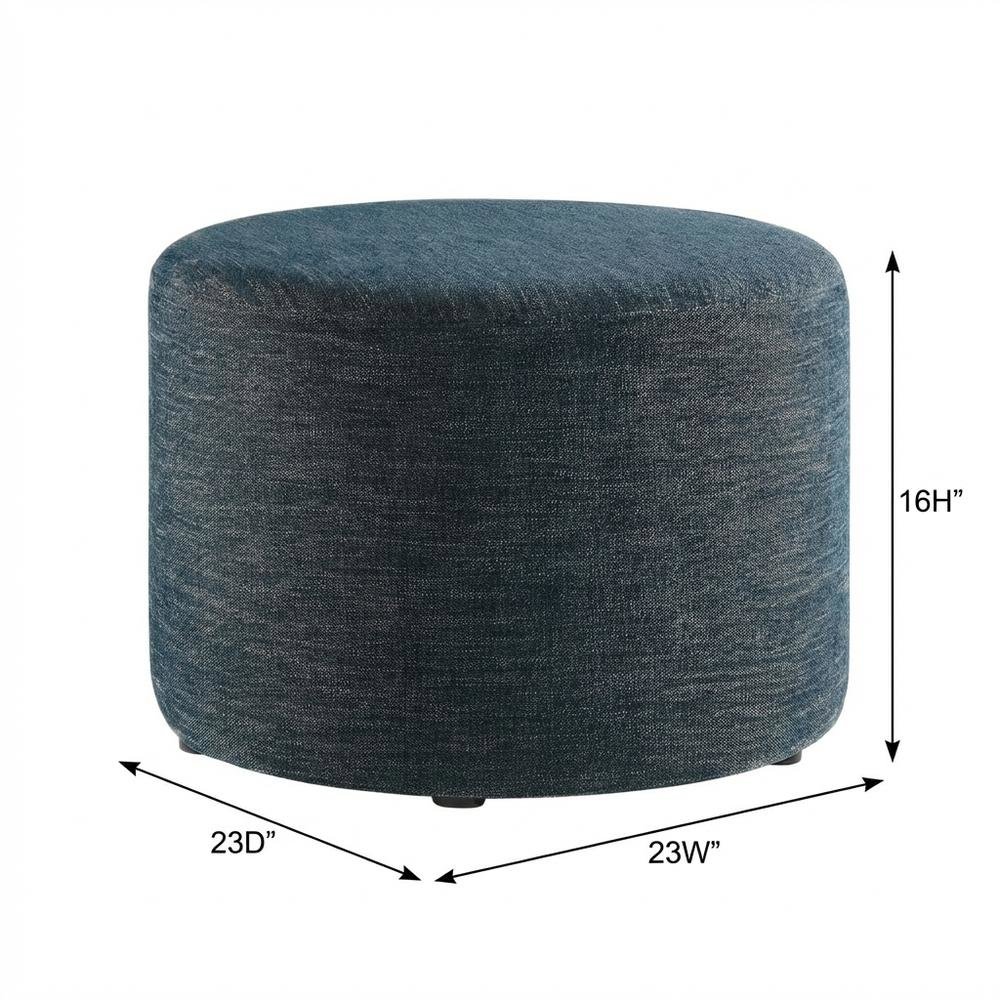 Round Woven Heathered Fabric Ottoman with Cushioned Top for Outdoor Lounge. Picture 7