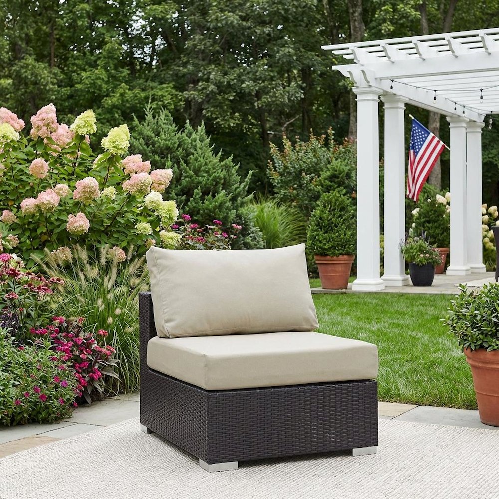 Outdoor Patio Armless Lounge Chair With Back And Seat Cushions. Picture 3