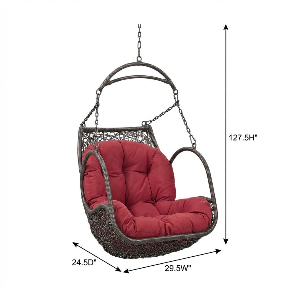Outdoor Patio Swing Chair Without Stand In Gray With Cushions. Picture 7