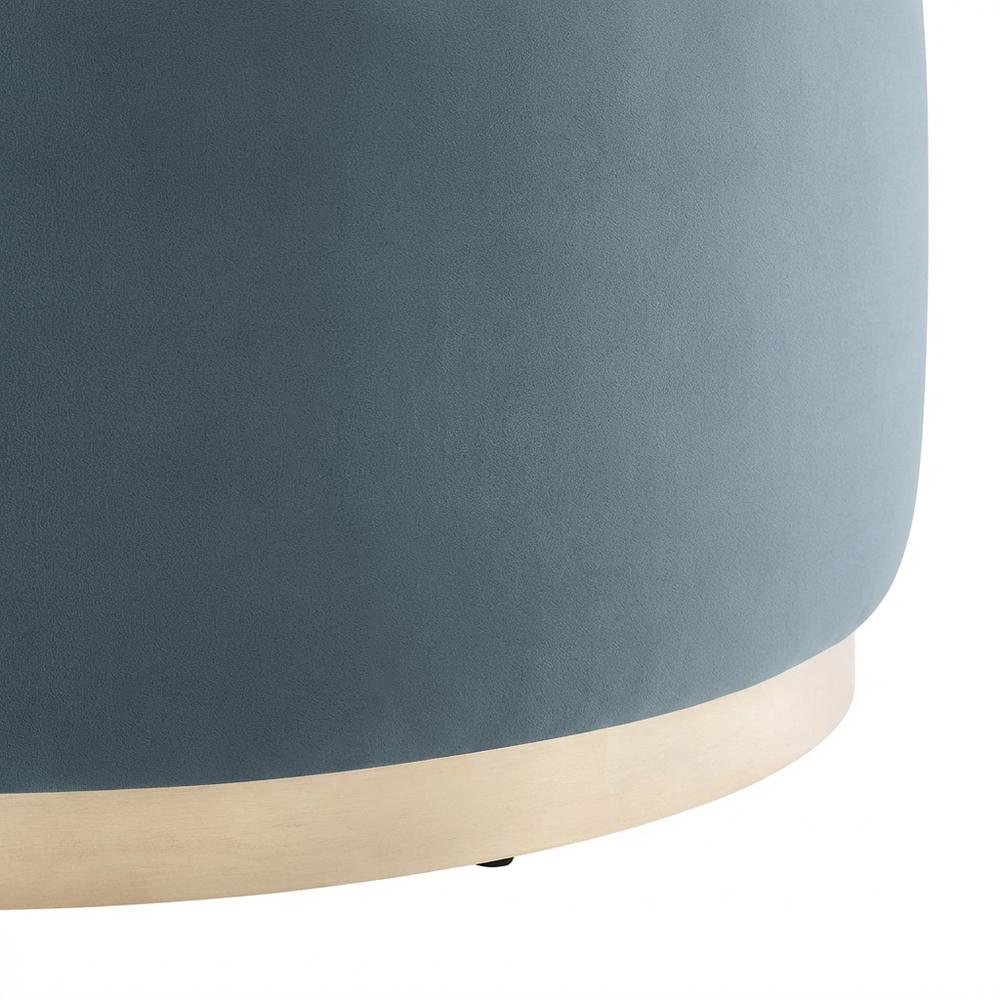 Round Velvet Outdoor Ottoman With Upholstered Top For Lounge Area. Picture 6