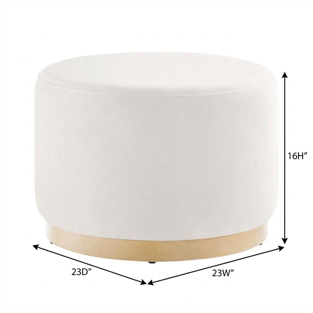 Round Performance Velvet Ottoman With Versatile Use For Living Spaces. Picture 7