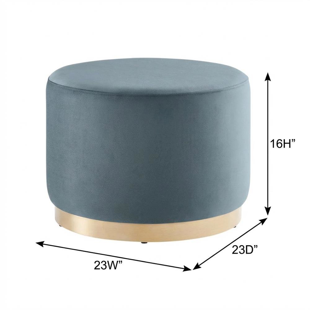 Round performance velvet ottoman with plush upholstery and versatile design. Picture 7