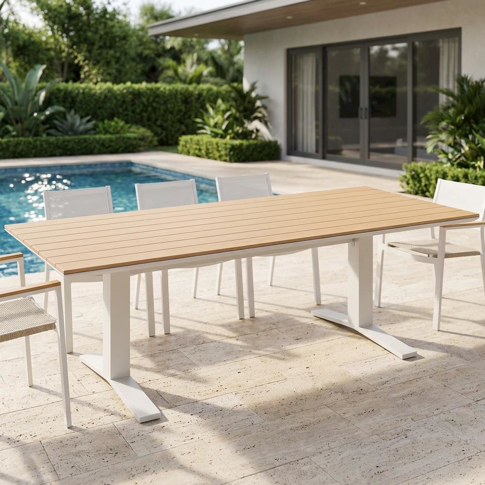 Durable Aluminum Outdoor Dining Table In Stylish Gray Finish. Picture 3