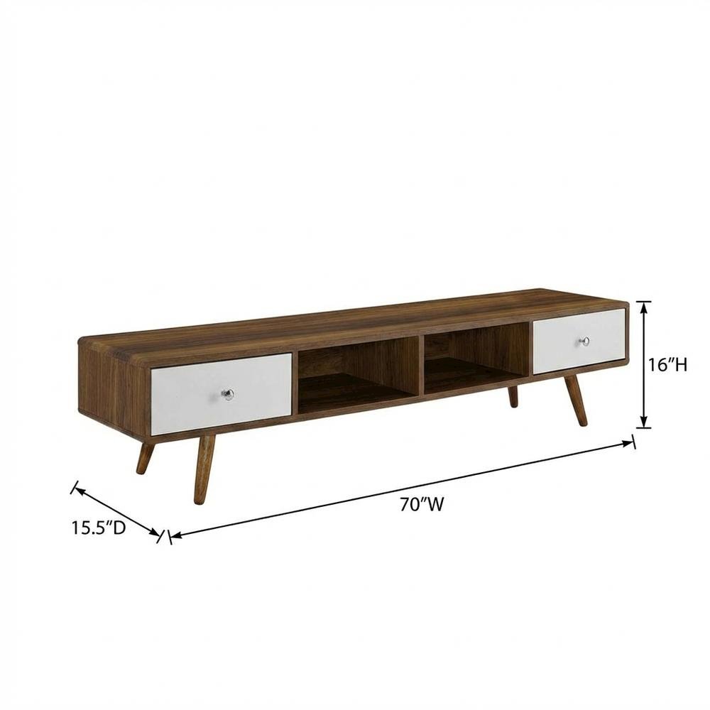 Wood TV Stand with Brown Finish and Spacious Surface. Picture 7